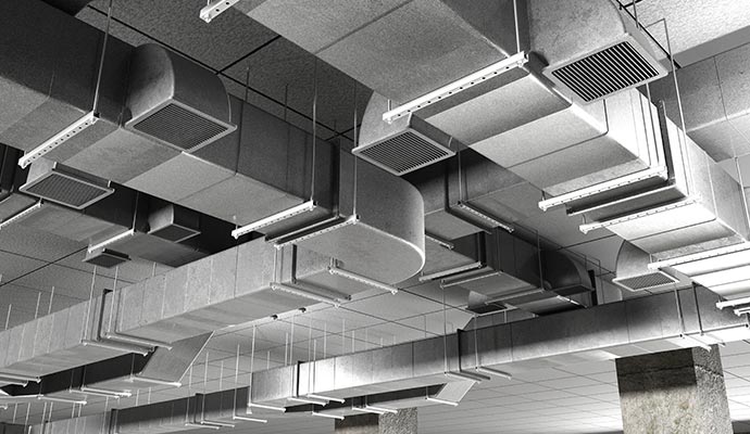 Air duct system in a commercial property