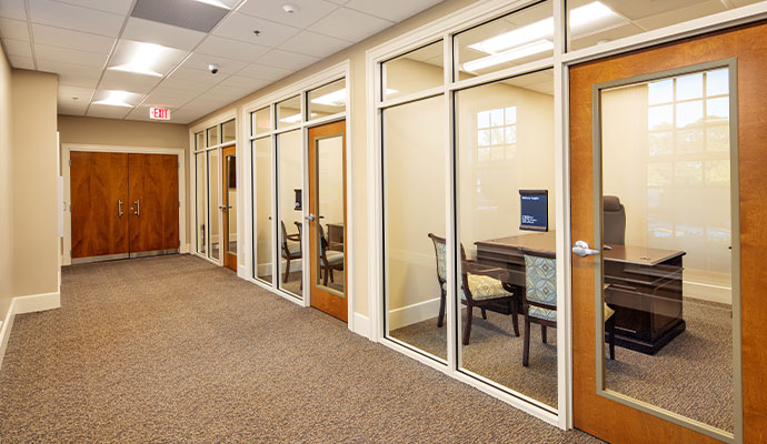 Clean carpet in a commercial office building