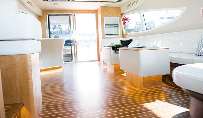 Clean wood floor in yacht