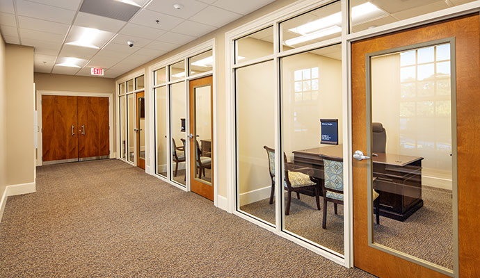 A clean and well-maintained carpet of a financial institution