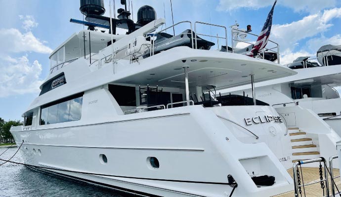 Clean white luxury yacht