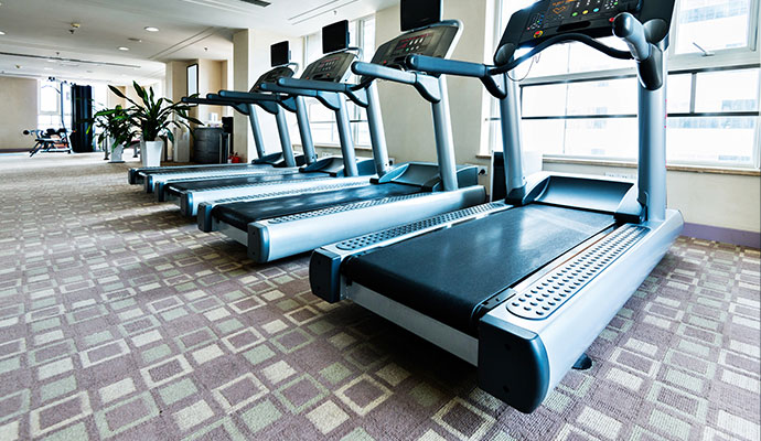 Clean carpet placed inside a fitness center