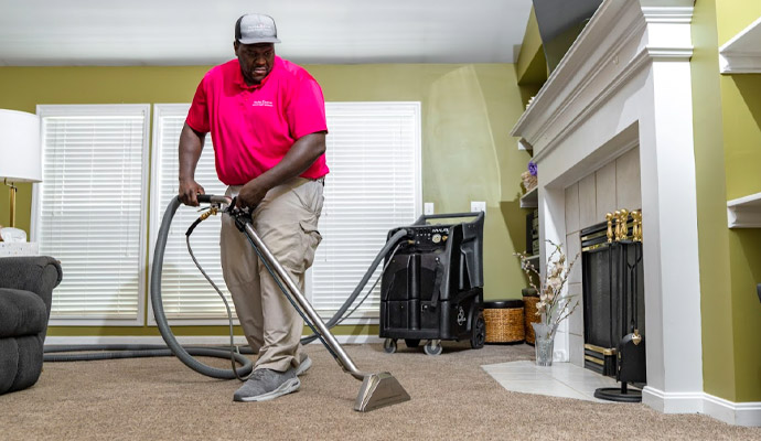 Professional carpet cleaning technician