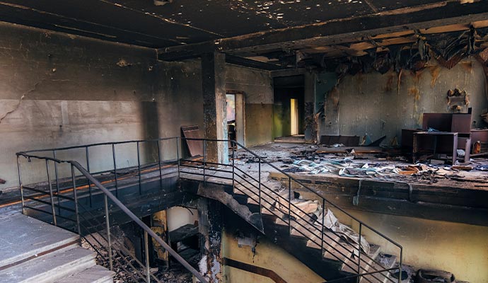 Severe fire damaged property