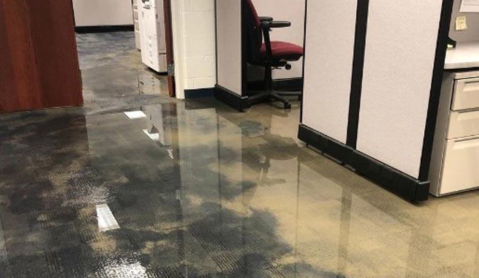 Water damaged office floor