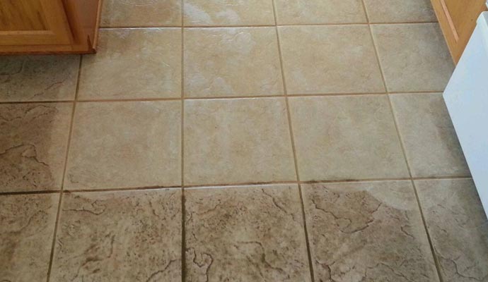 Dirty vs clean grout tile floor