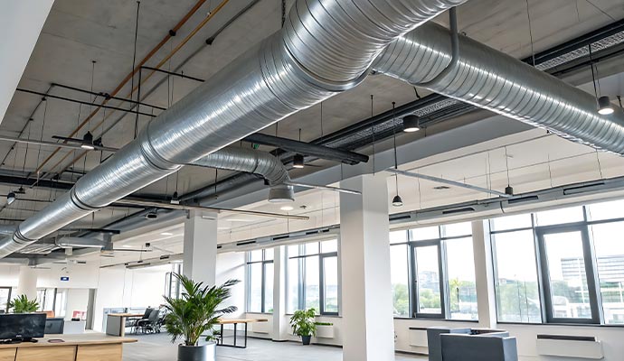 Commercial space with installed duct vent