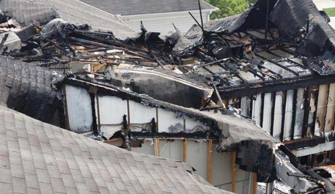 Fire damaged house