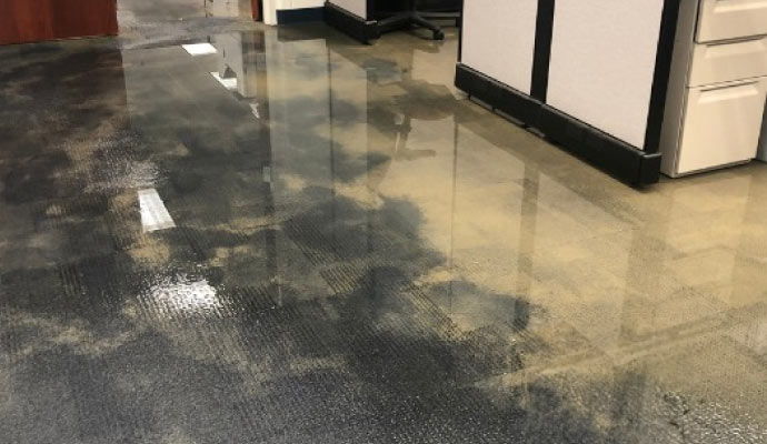Water damage has caused a flooded floor