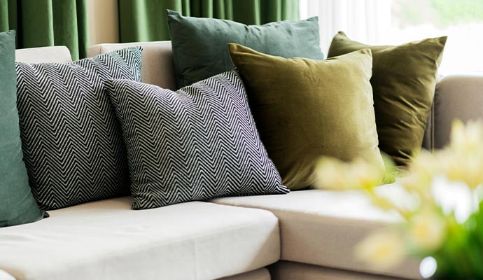 Loose pillows on sofa