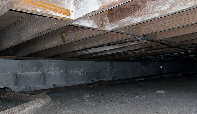 Moldy crawlspace floor joists