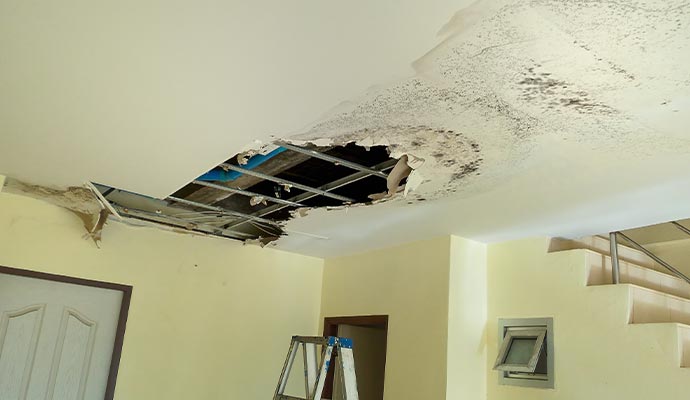Damaged ceiling