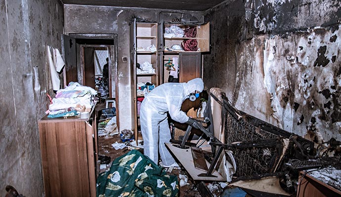 Fire damaged property restoration service