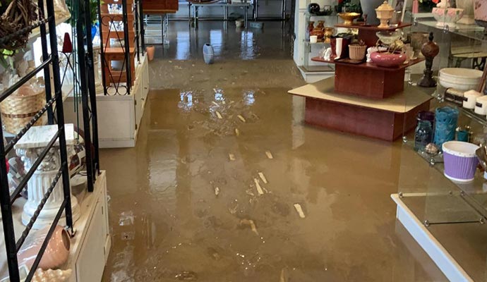 Flood damaged area