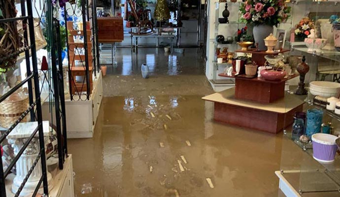 Flood damaged shop floor