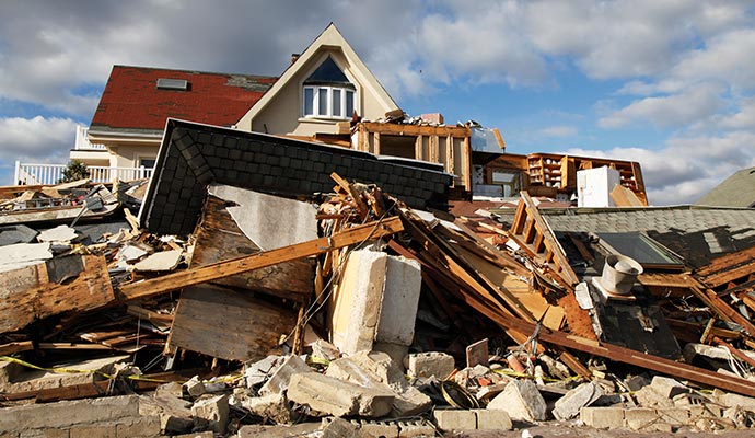 A residential area damaged by hurricane