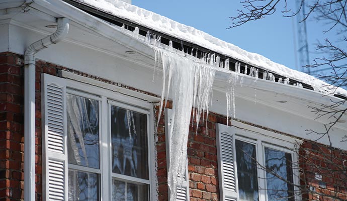 Ice damaged house