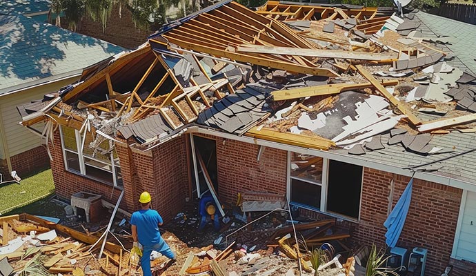 Storm damaged house restoration service