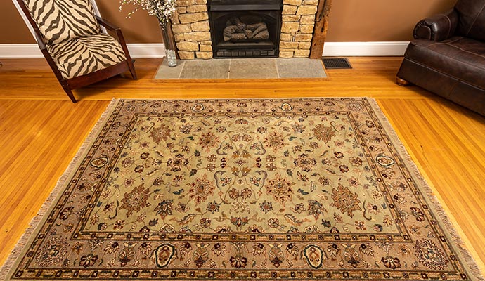 A clean stain free rug placed on a wooden floor