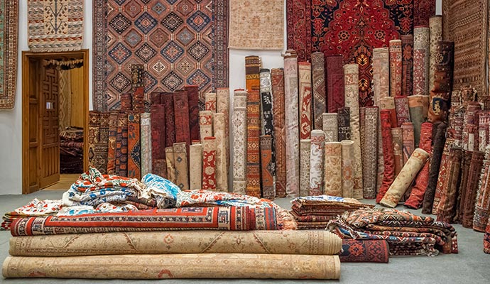 Rug stored in rug storage