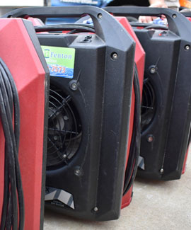 Professional water damage restoration equipment