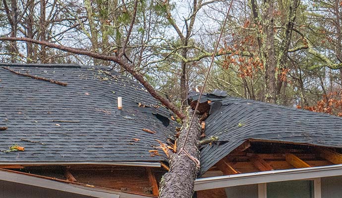 Attic damage by storm